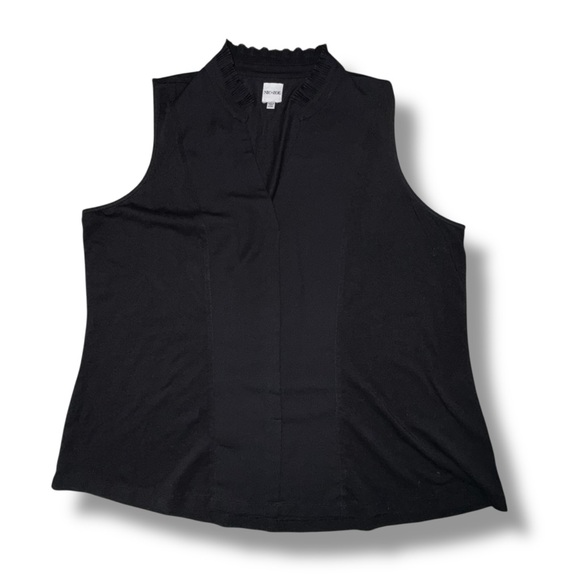 NIC+ZOE Mixed Media Pleat Neck Sleeveless Top - Onyx Black XXL - Picture 4 of 9